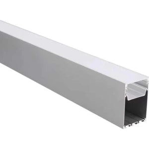 LED-Streifenprofil, schwarz, mit opalweißer Abdeckung, 50 × 75 mm