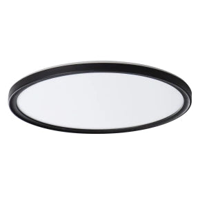 KANLUX AZPO LED-Deckenleuchte rund, schwarz, 22 W, 2700 lm, CCT, IP55, 420 mm – Miledo 31517