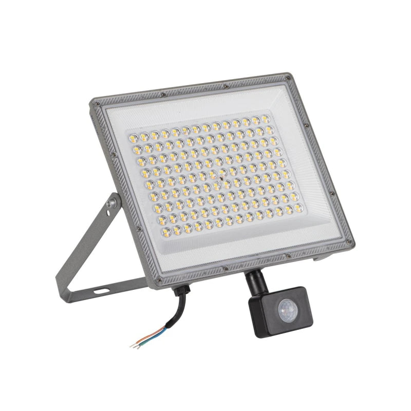 Kanlux ACETE 100W CCT SE GR LED-Fluter mit Bewegungsmelder IP65 3000K/4000K/6500K 8500–10800 lm – Grau