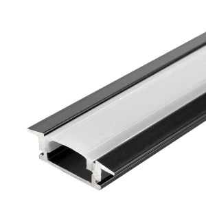 ALUMINUM PROFILE FOR LED STRIP, BLACK BODY/BLACK COVER, L=2 m – RECESSED
