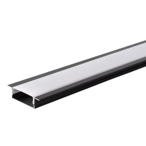 ALUMINUM PROFILE FOR LED STRIP, BLACK BODY/WHITE COVER, L=2 m, 41 × 10 mm