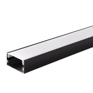 ALUMINUM PROFILE FOR LED STRIP, BLACK BODY/WHITE COVER, L=2 m, 40 × 20 mm