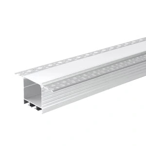 Aluminium-LED-Profil zum Einlassen in Gipskarton, 72 × 35 mm, silberfarben, mit opalweißer Abdeckung