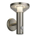 Solar-LED-Wandleuchte mit Bewegungsmelder aus Edelstahl, 2 W, 200 lm/20 lm, 3000 K Warmweiß, IP44 – Optonica
