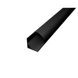 Aluminium-Eck-LED-Profil LP202B, schwarz eloxiert, mit schwarzer Abdeckung