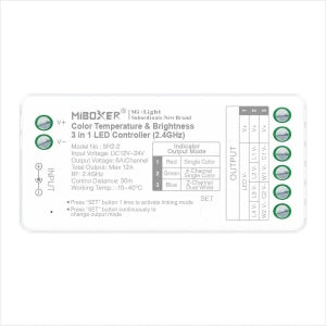 MIBOXER 4-Zonen-LED-Streifen-Controller 3-in-1 CCT (2 Zonen), Dimmer (4 Zonen), 12–24 V DC, 12 A