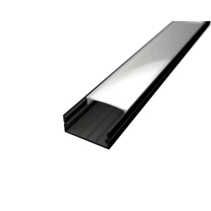 Aluminium-LED-Profil SURFACE 3 in Schwarz, eloxiert, mit opaler Abdeckung