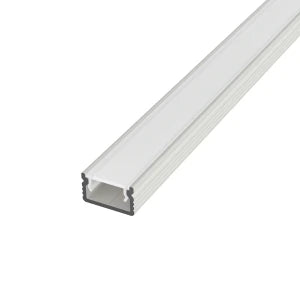 Aufputz-Aluminiumprofil für LED-Streifen SF31W-O, weiß eloxiert, mit opaler Abdeckung, 12 × 7 mm – HUGOLED