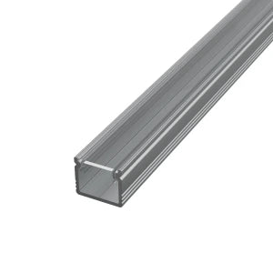 Surface-mounted aluminum LED strip profile SF32S-T, silver anodized, with a transparent cover, 12 × 10 mm – HUGOLED