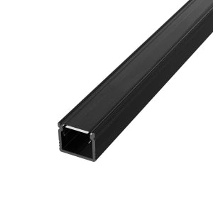 Aufputz-Aluminiumprofil für LED-Streifen SF32B-T, schwarz eloxiert, mit transparenter Abdeckung, 12 × 10 mm – HUGOLED