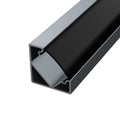 Sarok alumínium LED szalag profil C1GR-B antracit eloxált 16x16mm 45 fokos Fekete búrával - HUGOLED