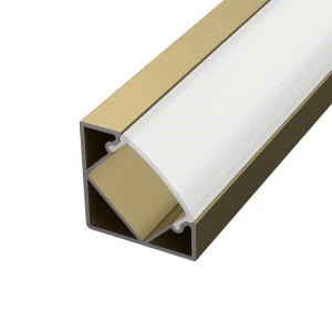 Sarok alumínium LED szalag profil C1CH-O pezsgő arany eloxált 16x16mm 45 fokos Opál búrával - HUGOLED