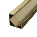 Eckiges Aluminium-LED-Streifenprofil C1CH-T, champagnergold eloxiert, 16 × 16 mm, 45°, mit transparenter Abdeckung – HUGOLED