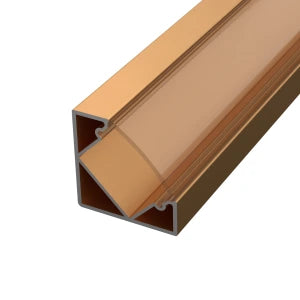 Sarok alumínium LED szalag profil C1BR-T bronz eloxált 16x16mm 45 fokos Átlátszó búrával - HUGOLED