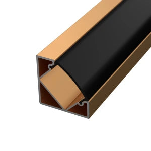 Sarok alumínium LED szalag profil C1BR-B bronz eloxált 16x16mm 45 fokos Fekete búrával - HUGOLED