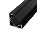 Aluminium sarok LED profil CR1B, fekete, fekete fedővel