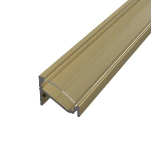 Sarok alumínium LED szalag profil C6CH-T pezsgő arany eloxált 16.6x13mm 30-60 fokos Átlátszó búrával - HUGOLED