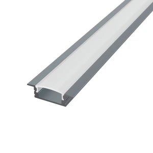 Süllyesztett alumínium LED szalag profil 17x6mm R1GR-O Antracit eloxált, opál búrával - HUGOLED