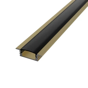 Süllyesztett alumínium LED szalag profil 17x6mm R1BR-B bronz eloxált, fekete búrával - HUGOLED