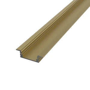 Süllyesztett alumínium LED szalag profil 17x6mm R1CH-B pezsgő arany eloxált, fekete búrával - HUGOLED