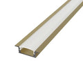 Süllyesztett alumínium LED szalag profil 17x6mm R1CH-O pezsgő arany eloxált, opál búrával - HUGOLED