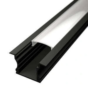 Süllyeszett Aluminium LED profil RC2 fekete színű eloxált opál fedővel