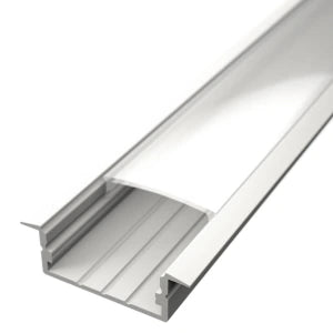 Aluminium-LED-Profil Recessed 3 in Weiß, eloxiert, mit opaler Abdeckung