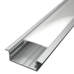 Aluminium-LED-Profil Recessed 3, silbern eloxiert, mit opaler Abdeckung