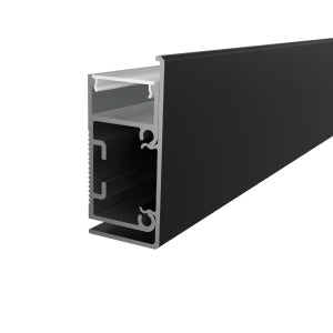 Dekoratives LED-Wandprofil für LED-Streifen, schwarz eloxiertes Aluminium mit opaler Abdeckung W419B - HUGOLED