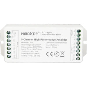 5 csatornás RGB+CCT jelerősítő, 12-24V, 15A