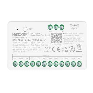 Miboxer WIFI TUYA SPI- und DMX-Lauflicht-LED-Streifen-Controller, 4 Zonen, 5–24 V DC, 10 A, 1024 Pixel