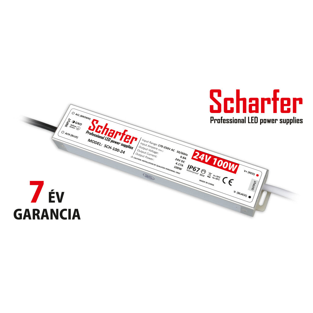 Scharfer SCH-100-24 LED-tápegység, 100 W, 24 V, IP67