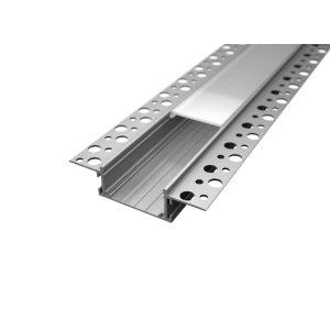 Aluminium-LED-Profil R8 zum Einlassen in Gipskarton, silber eloxiert, mit opaler Abdeckung