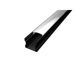 Aluminium-LED-Profil SF2 in Schwarz, eloxiert, mit opaler Abdeckung