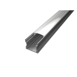 Aluminium-LED-Profil SF2 in Silber, eloxiert, mit opaler Abdeckung