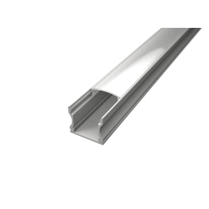 Aluminium-LED-Profil SF2 in Weiß mit eloxierter opaler Abdeckung