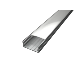 Aluminium-LED-Profil SURFACE 3, silber eloxiert, mit opaler Abdeckung
