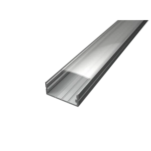 Aluminium-LED-Profil SURFACE 3, silber eloxiert, mit klarer Abdeckung