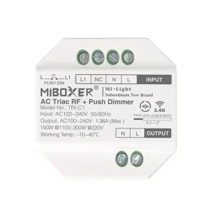 MiBoxer TRI-C1 AC TRIAC rádiós és nyomógombos dimmer