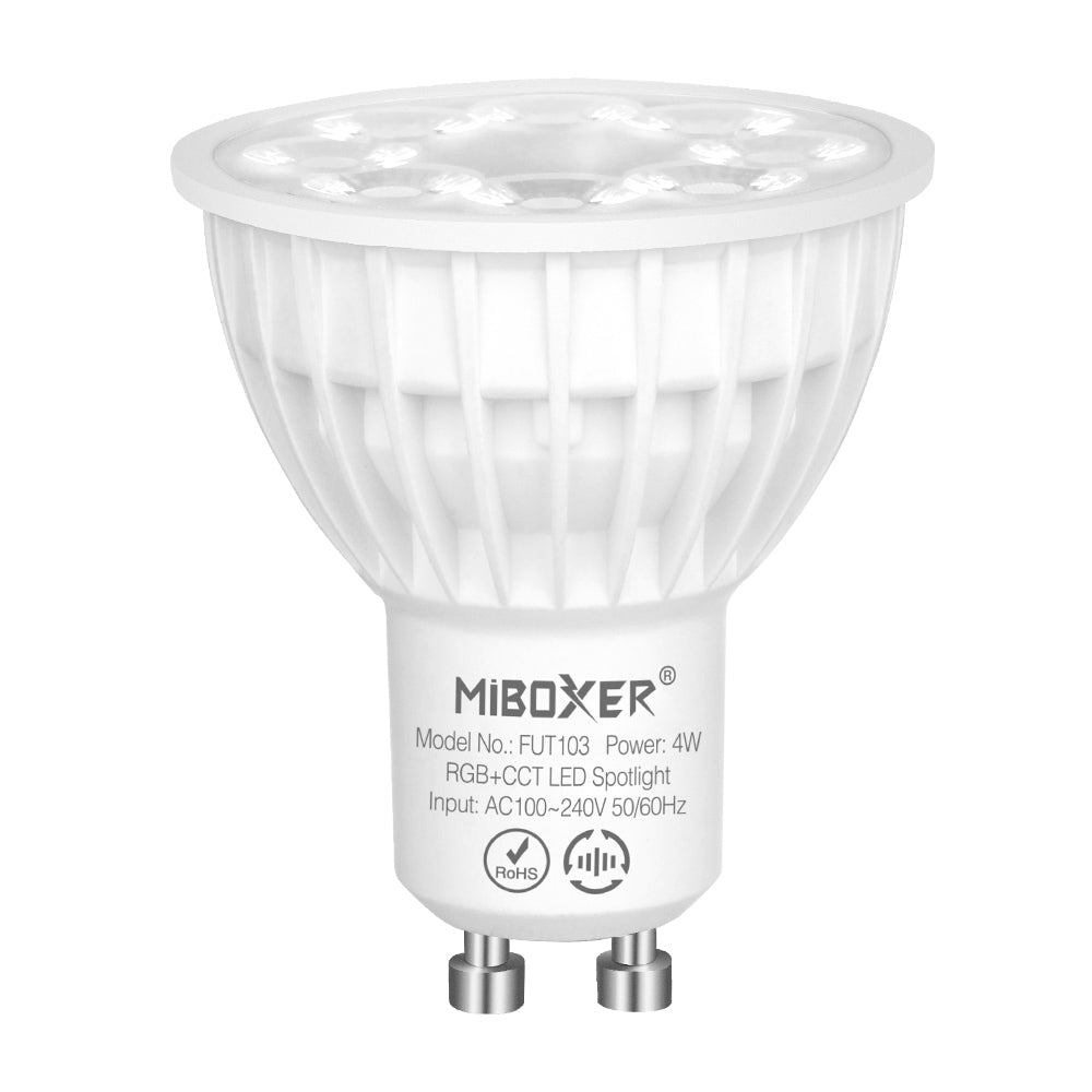Miboxer / Mi-Light FUT103 – LED lámpa , égő , szpot , GU10 foglalat , 4 Watt , RGB + fehér , állítható fehér színárnyalat